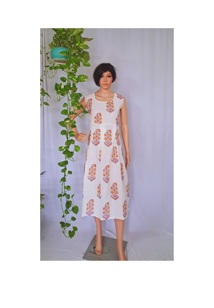 Box Pleated Cotton Dress