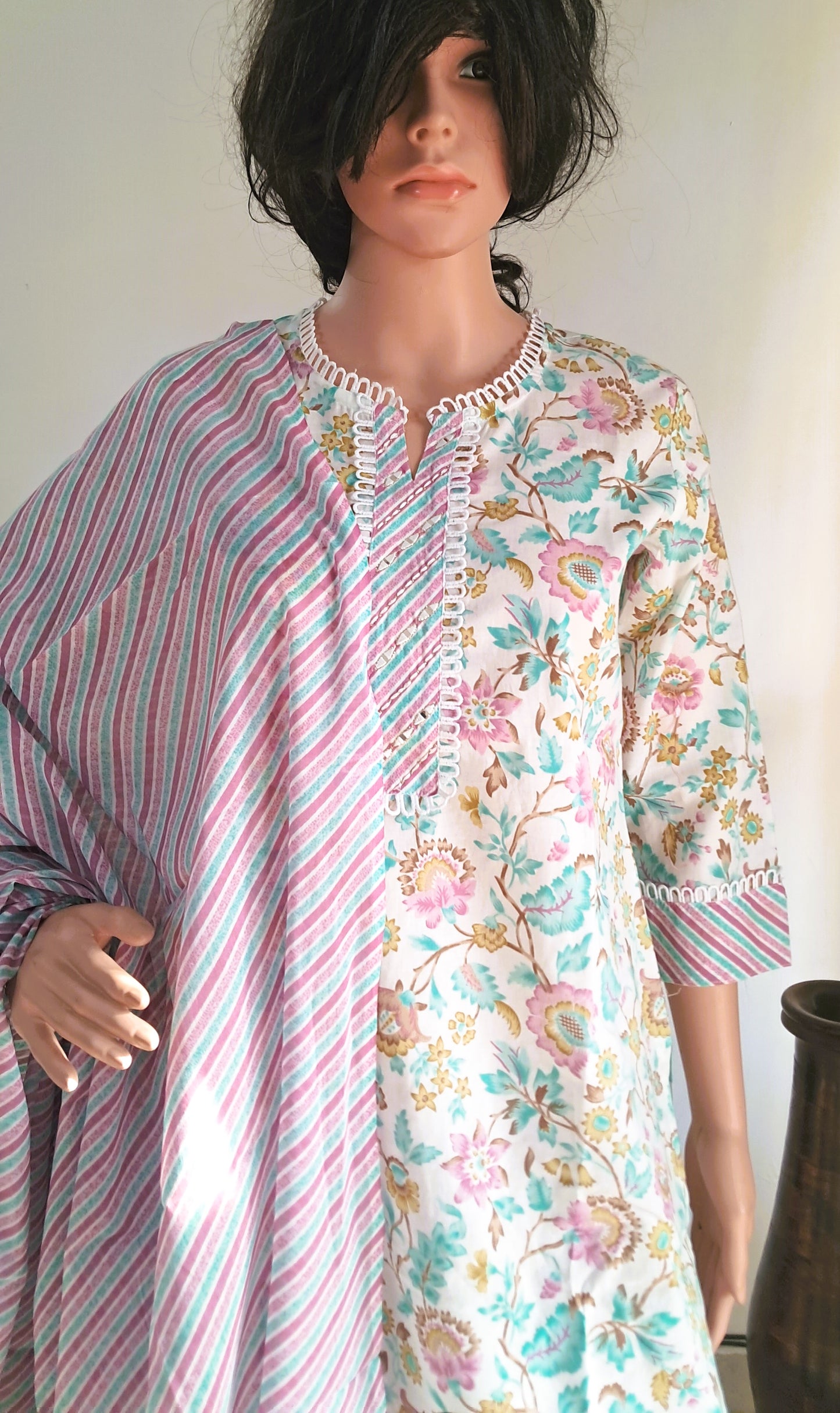 Printed Cotton Kurta Pant Dupatta sets