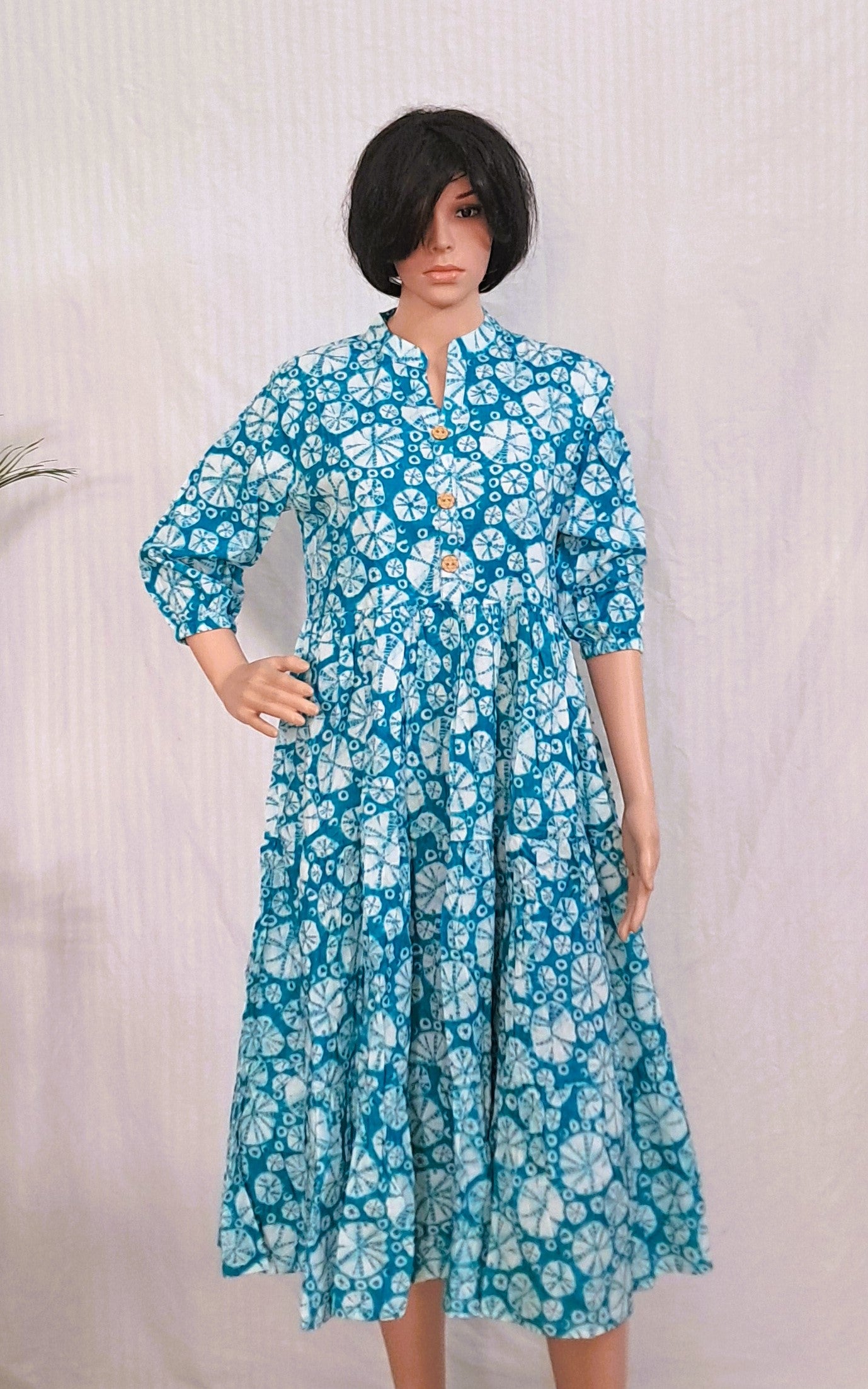 Hand Block Print Cotton Tier Dress
