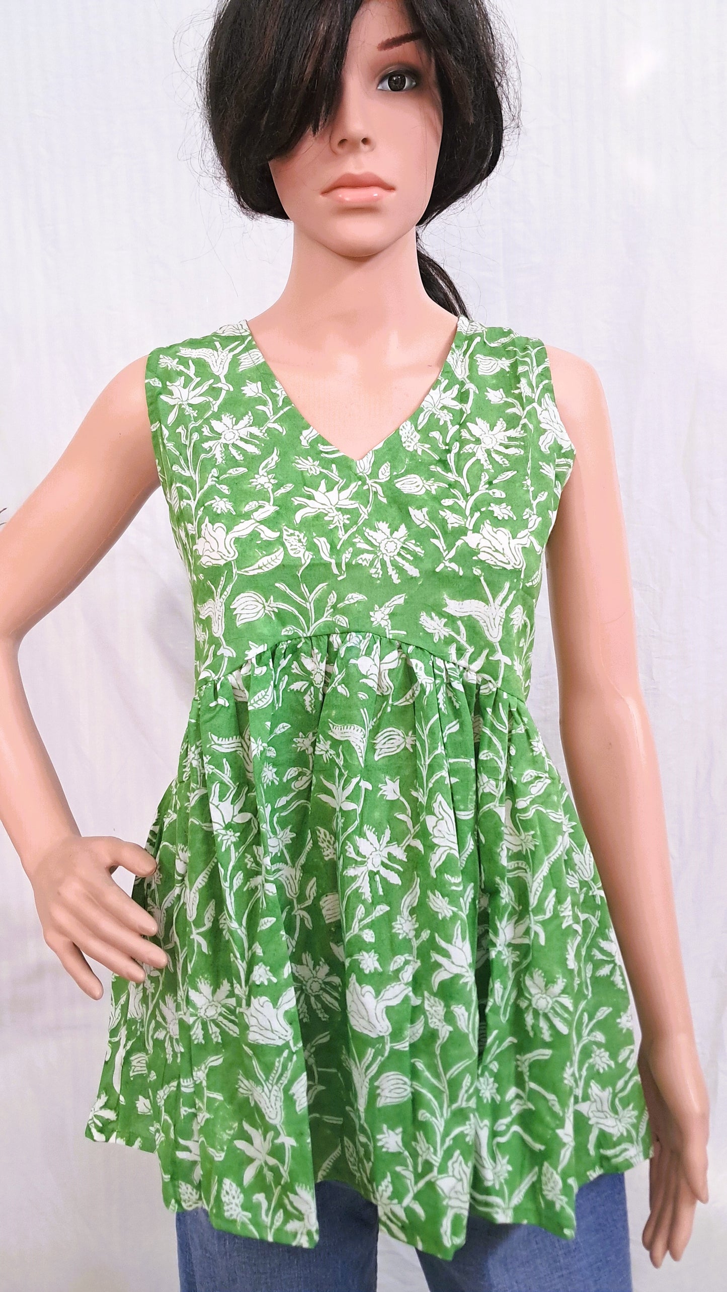 Block Printed Cotton Short Kurti