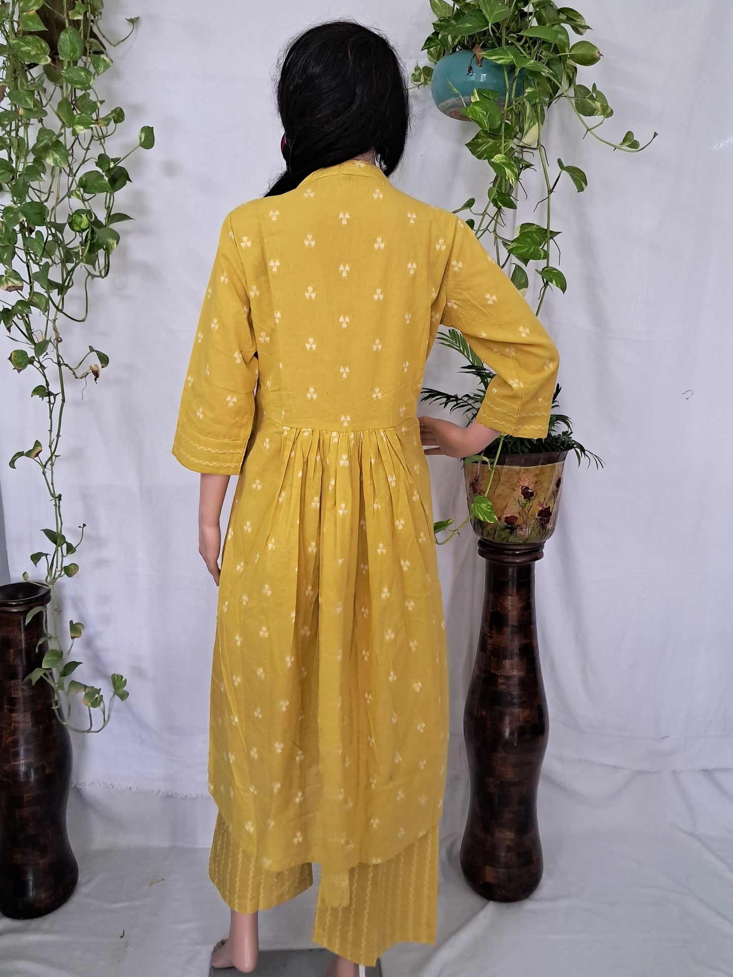 Yellow Handloom Kurti Pant Sets