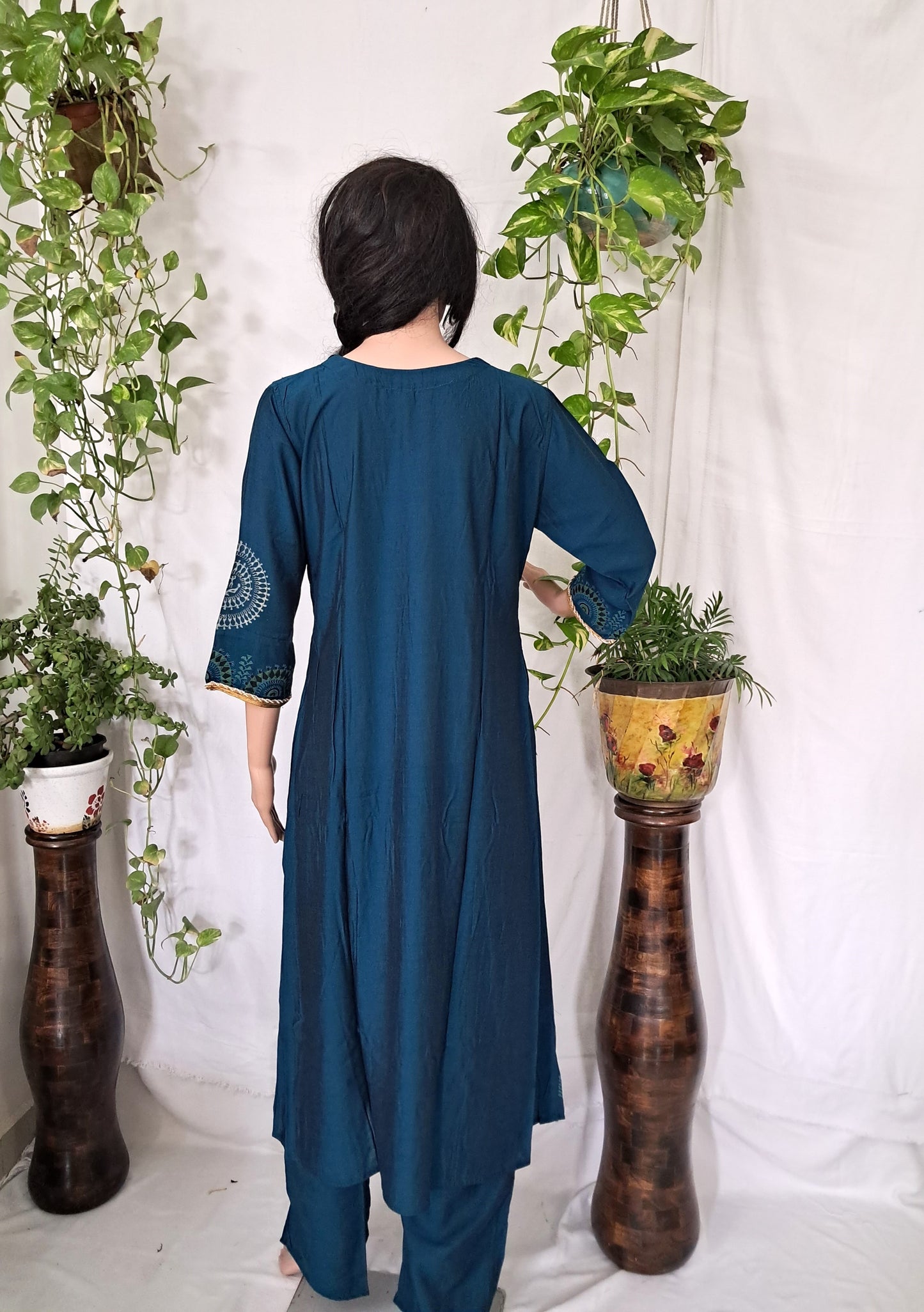 Blue Missi Silk Worli Kurta Pant Sets