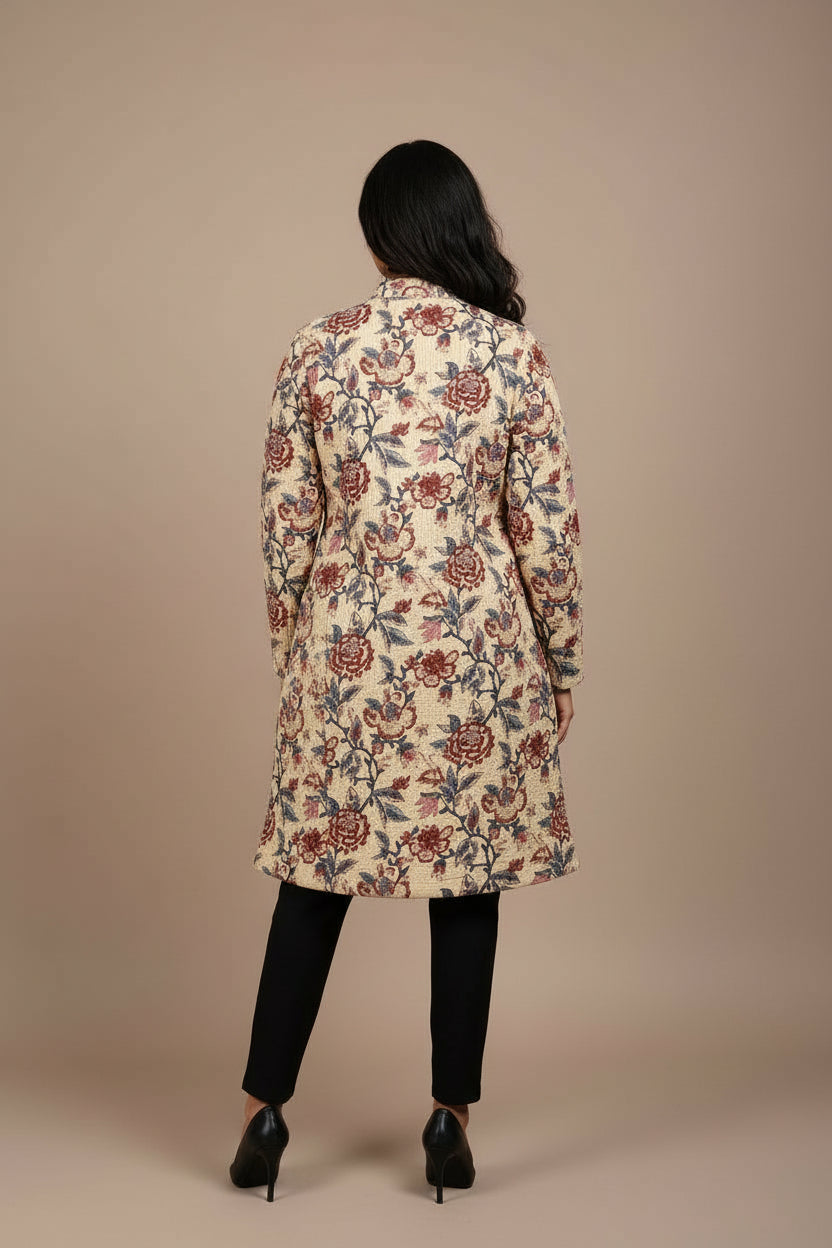 Quilted Cotton Long Jacket For Women