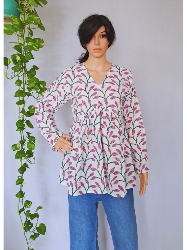 Floral Cotton Frill Short Kurti