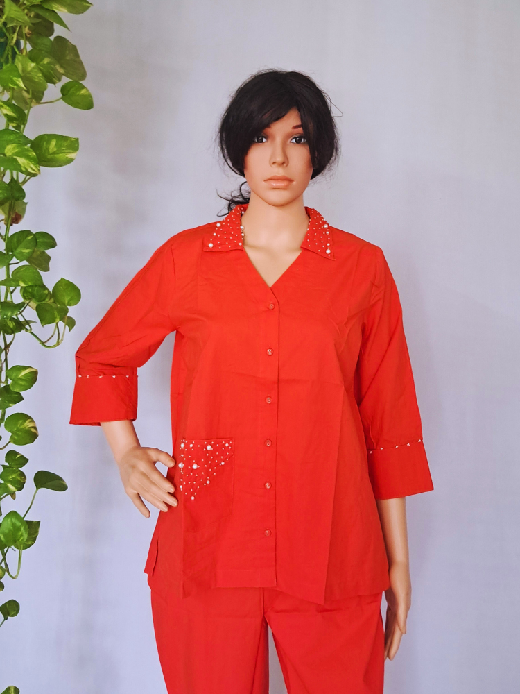 Coral Cotton Co-ord Set