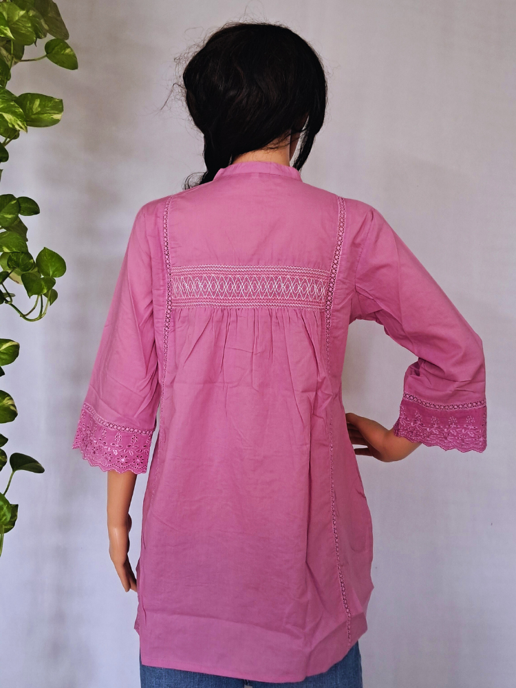 Lilac Cotton Tops For Jeans