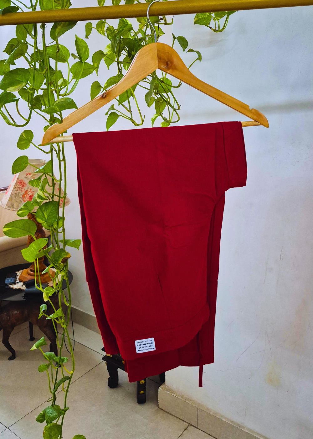 Everyday Maroon Cotton Pant For Women