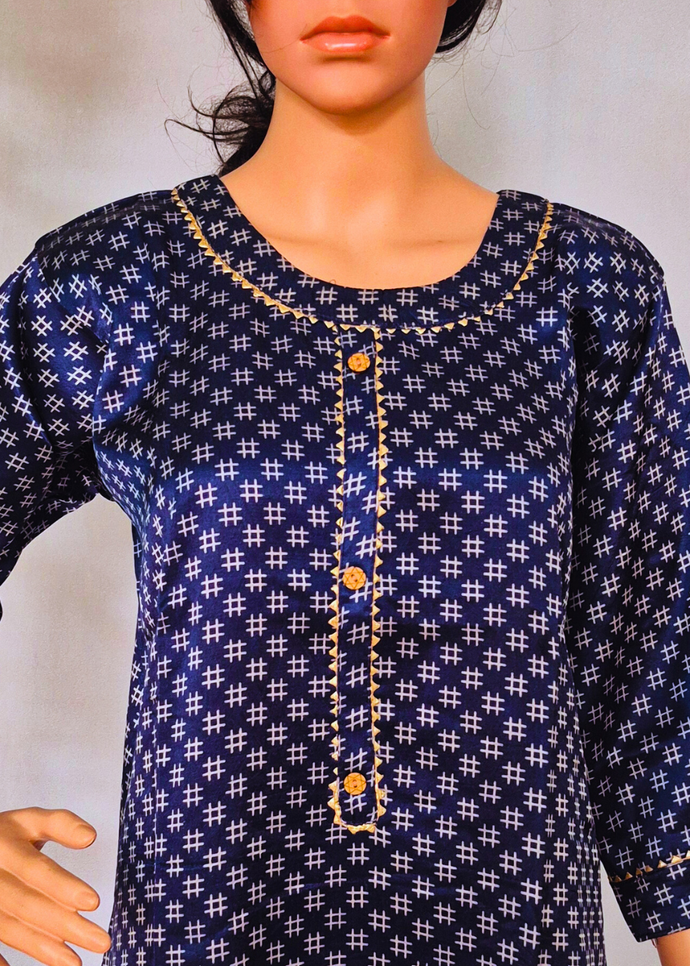 Mashru Silk Blue Kurta