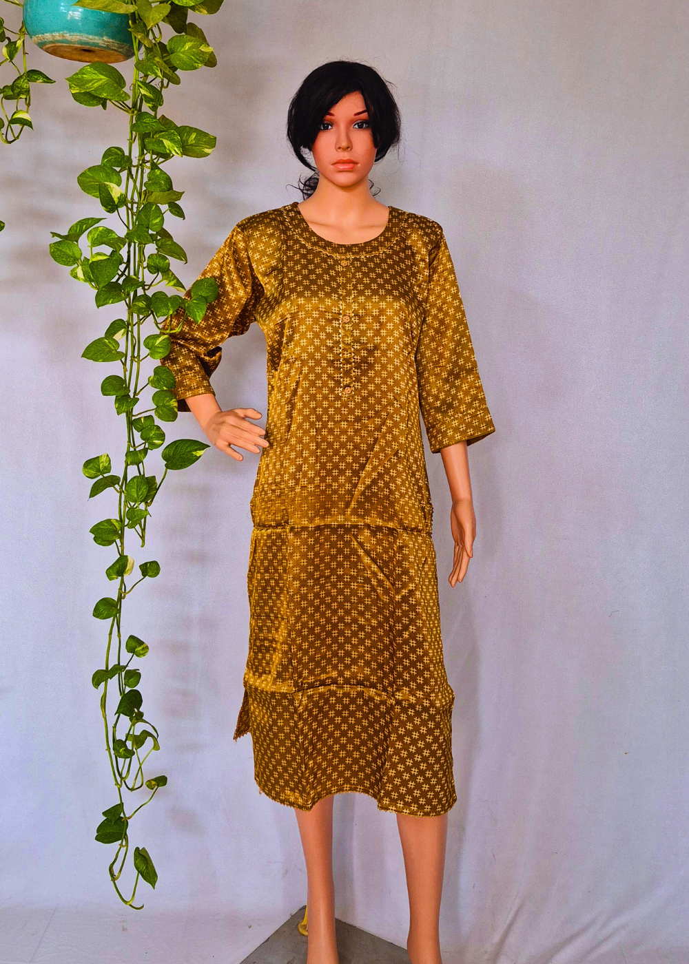 Mashru Silk Yellow Kurta