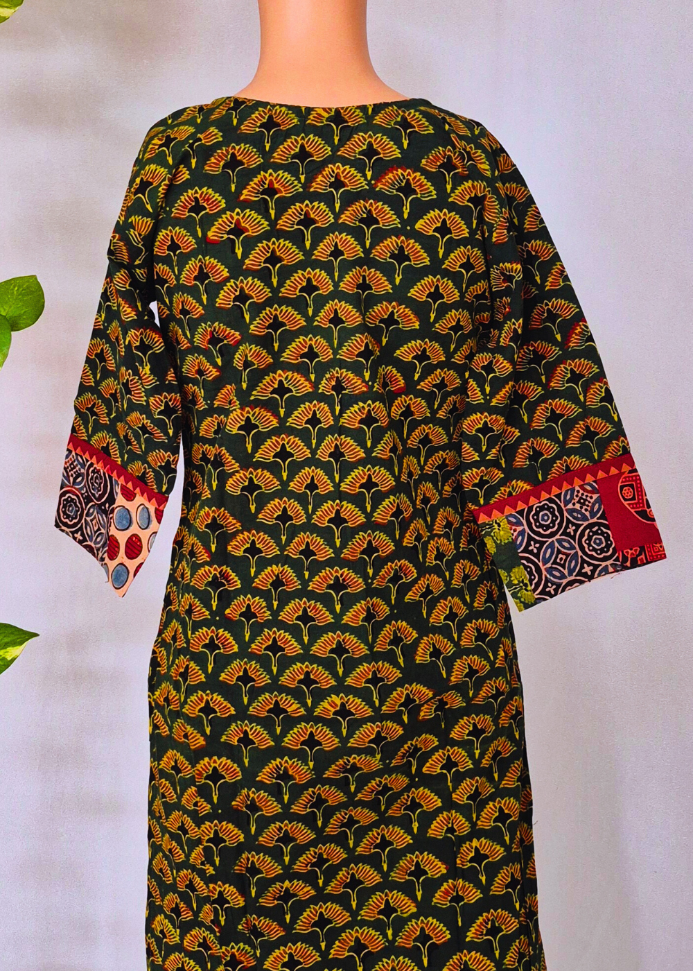 Ajarakh Handblock Green Cotton Kurti