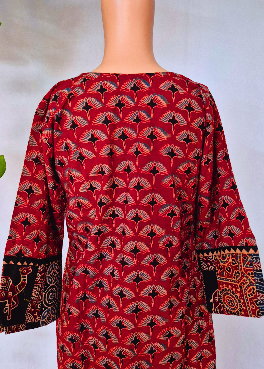 Ajarakh Handblock Maroon Cotton Kurti