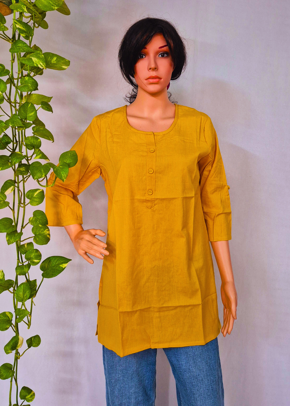 Cotton Plain Short Kurti for Women