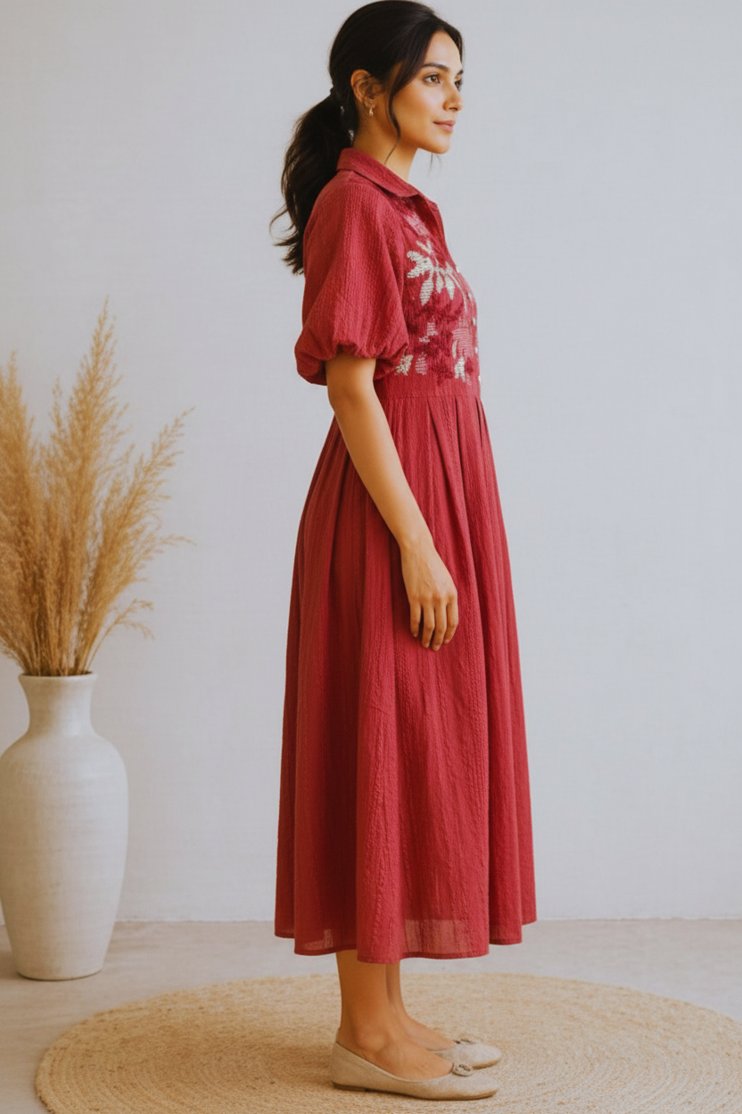 Brown Cotton Dress for Women