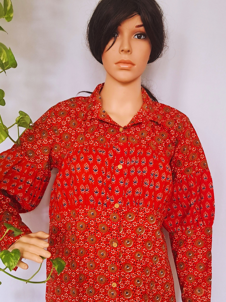 Red Designer Shirt Top For Jeans
