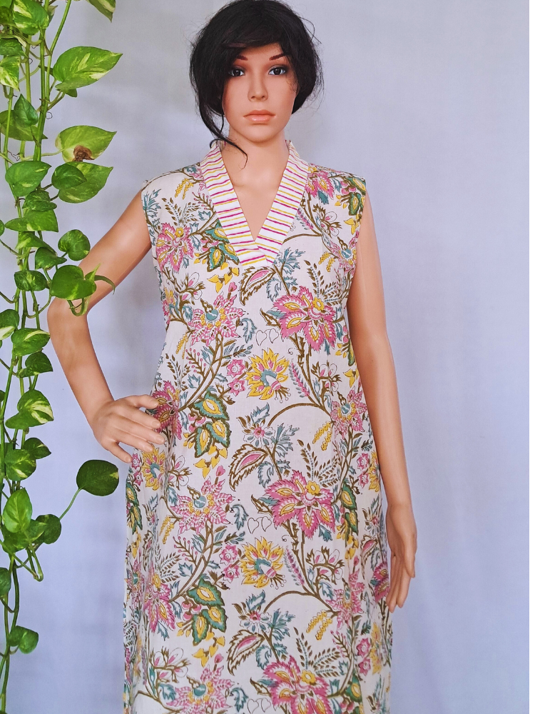 Pink Floral Cotton Kurta Sets