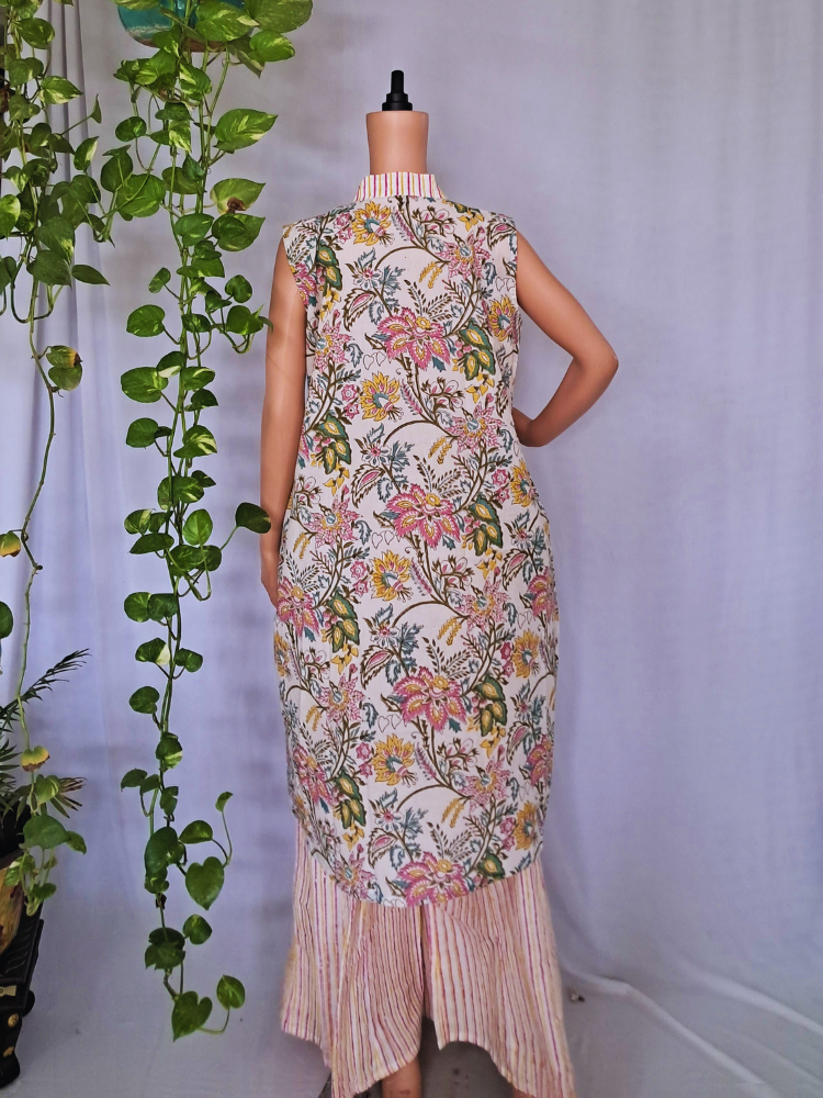 Pink Floral Cotton Kurta Sets