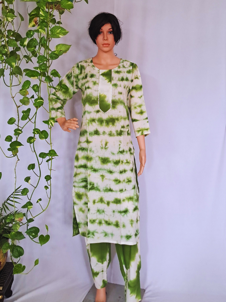 Green Premium Cotton Kurta Pant & Dupatta Set