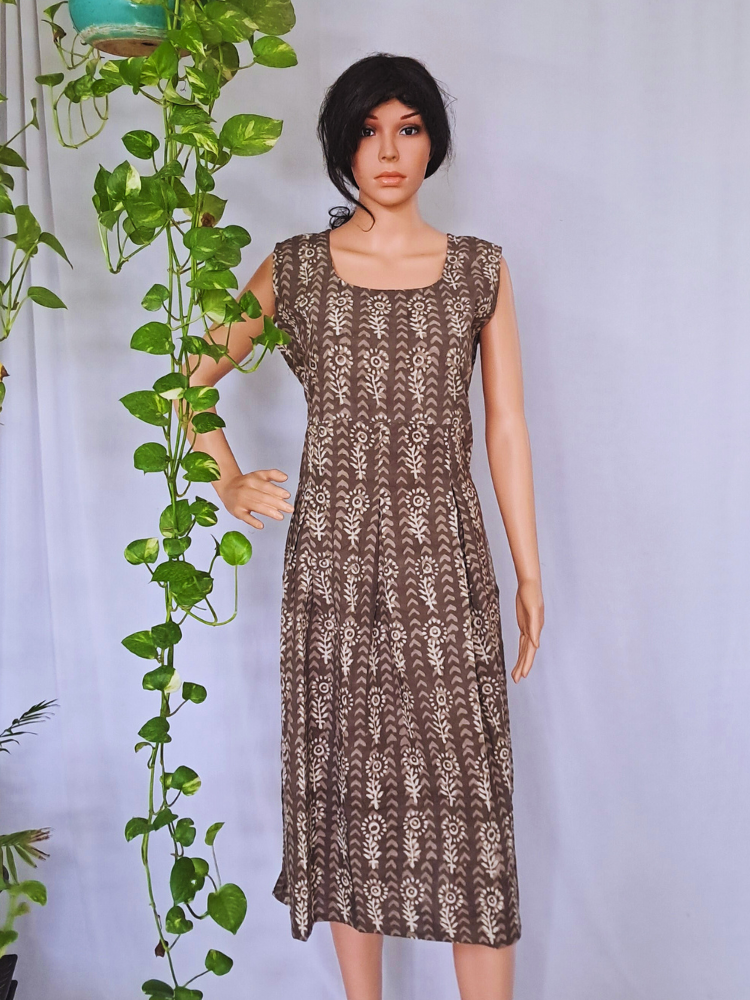 Box Pleated Cotton Dress