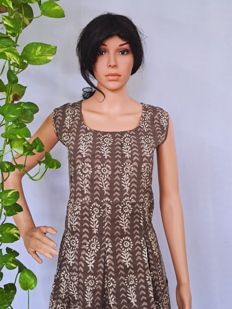 Box Pleated Cotton Dress