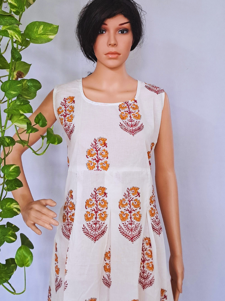 Box Pleated Cotton Dress