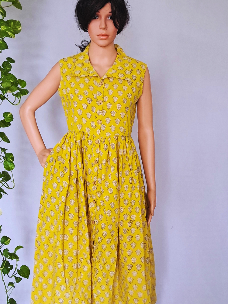 Bagru Hand Block Cotton Dress