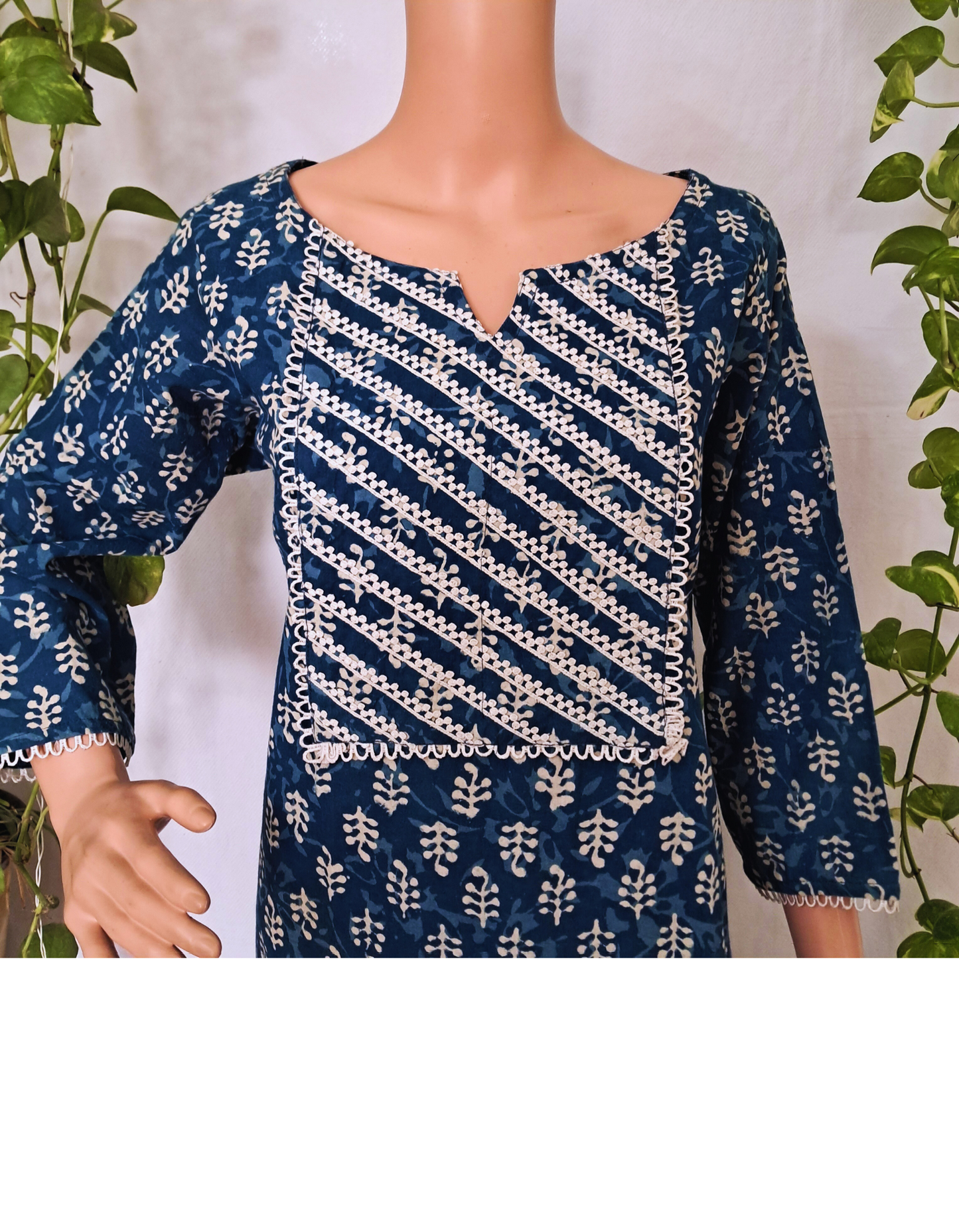 Blue Block Print Cotton Kurta