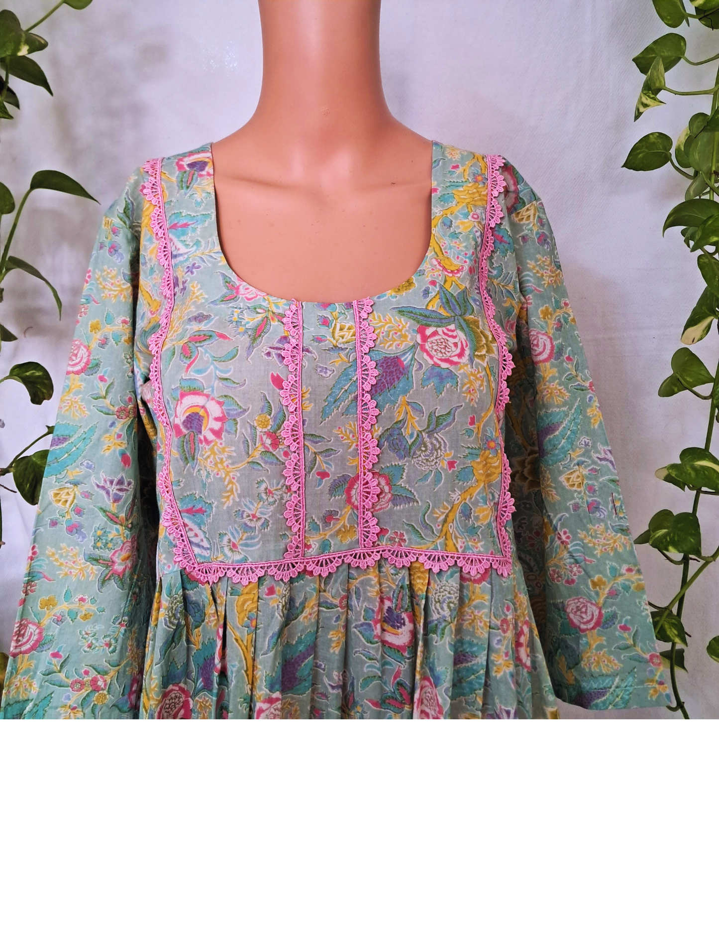 Light Green Printed Cotton Kurta