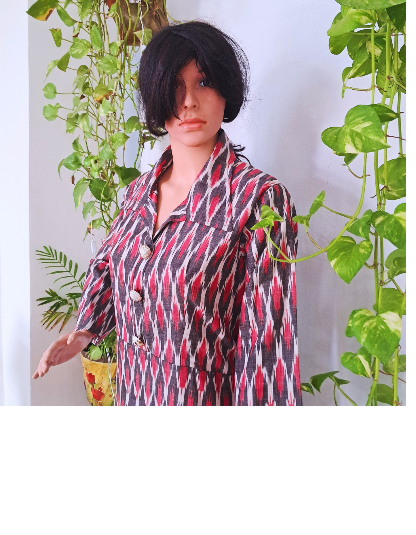 Ikat Collar Neck Cotton Kurta