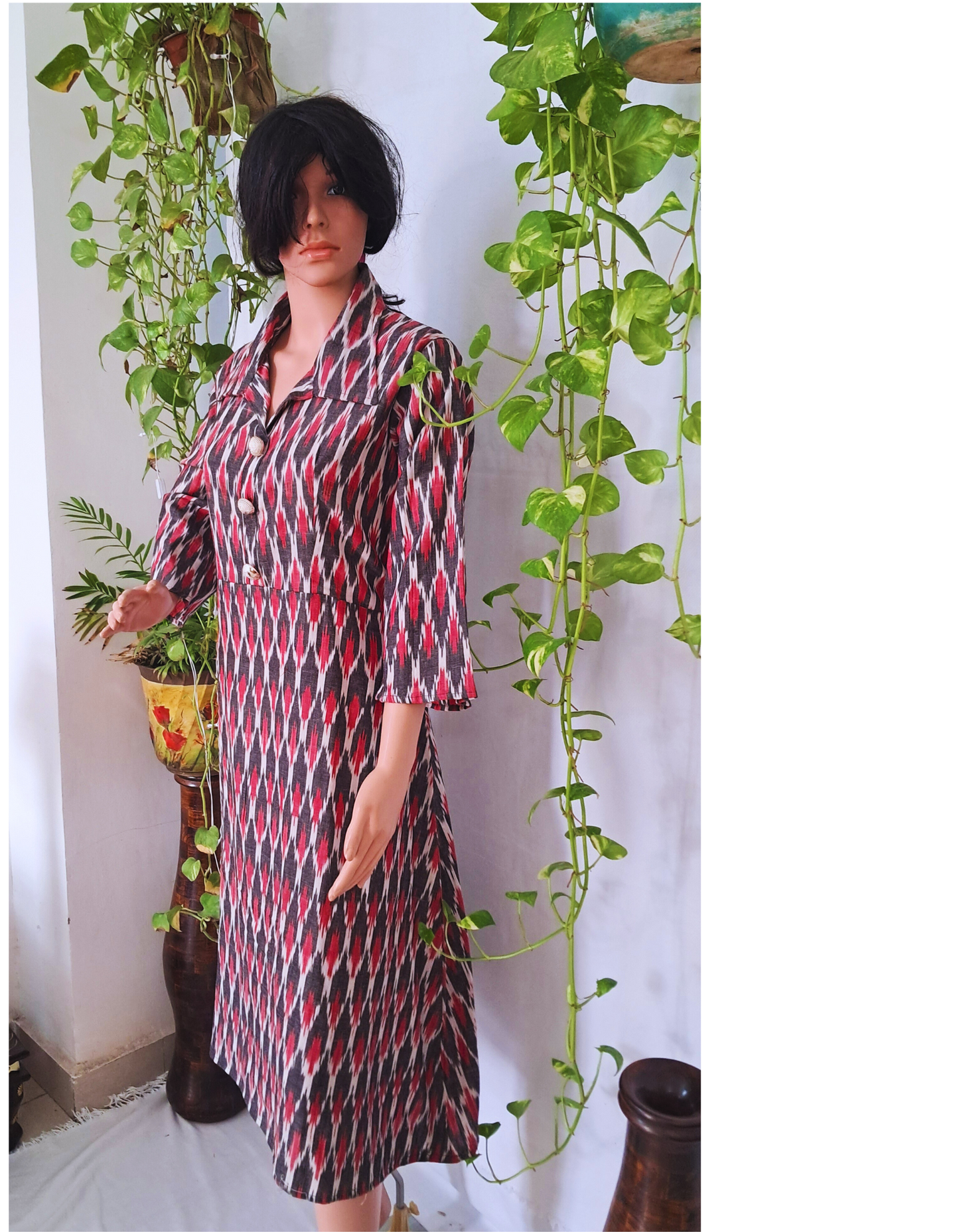 Ikat Collar Neck Cotton Kurta
