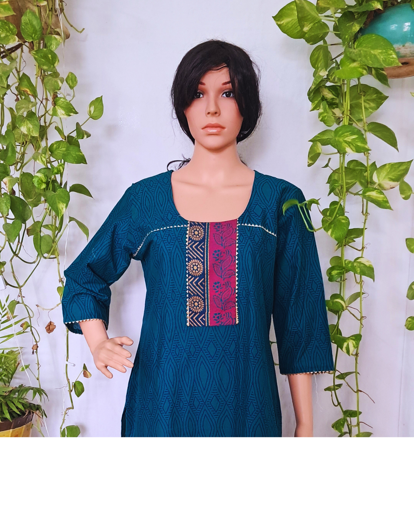 Rama Green Cotton Kurta For Women