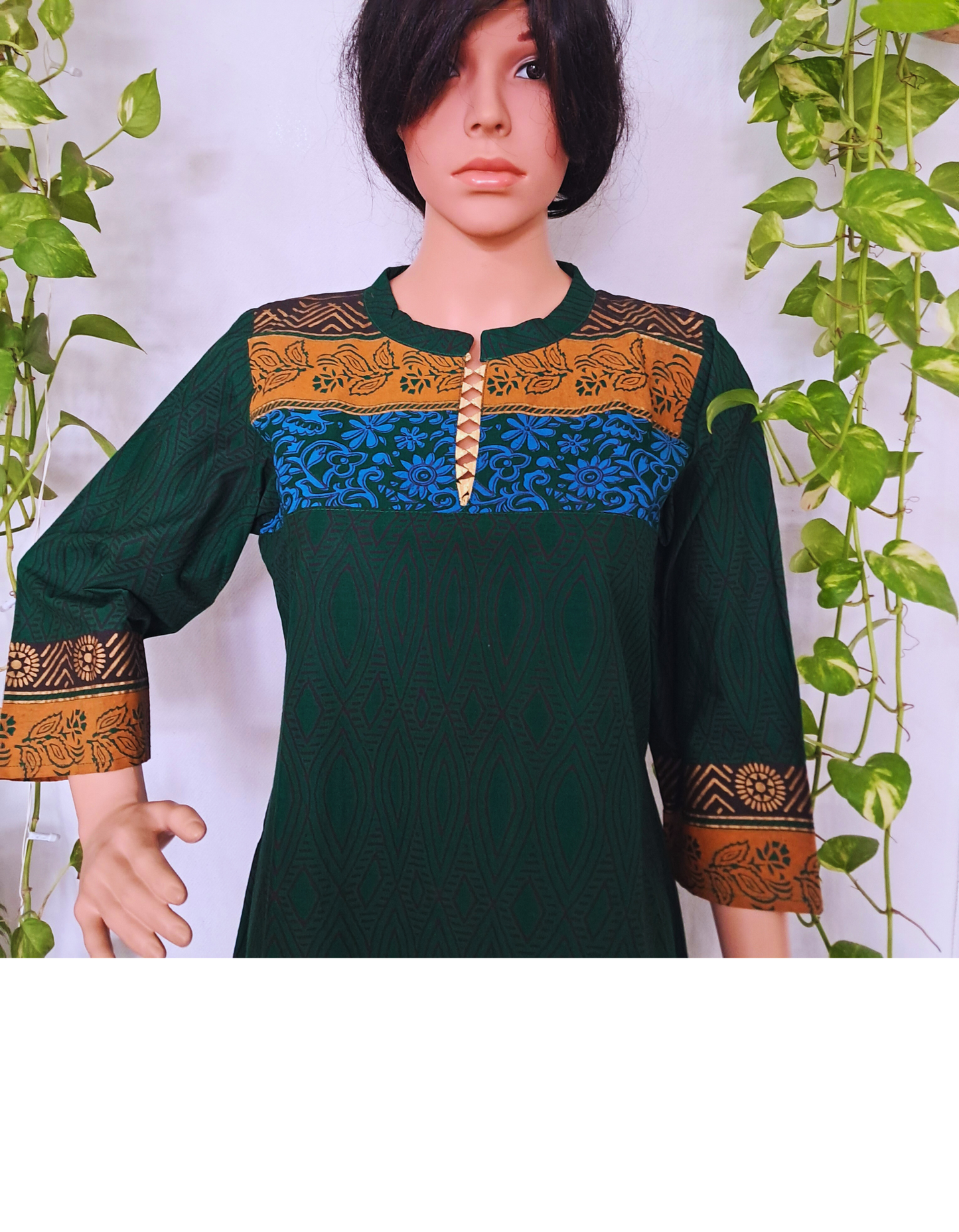 Green Handloom Cotton Kurta For Women