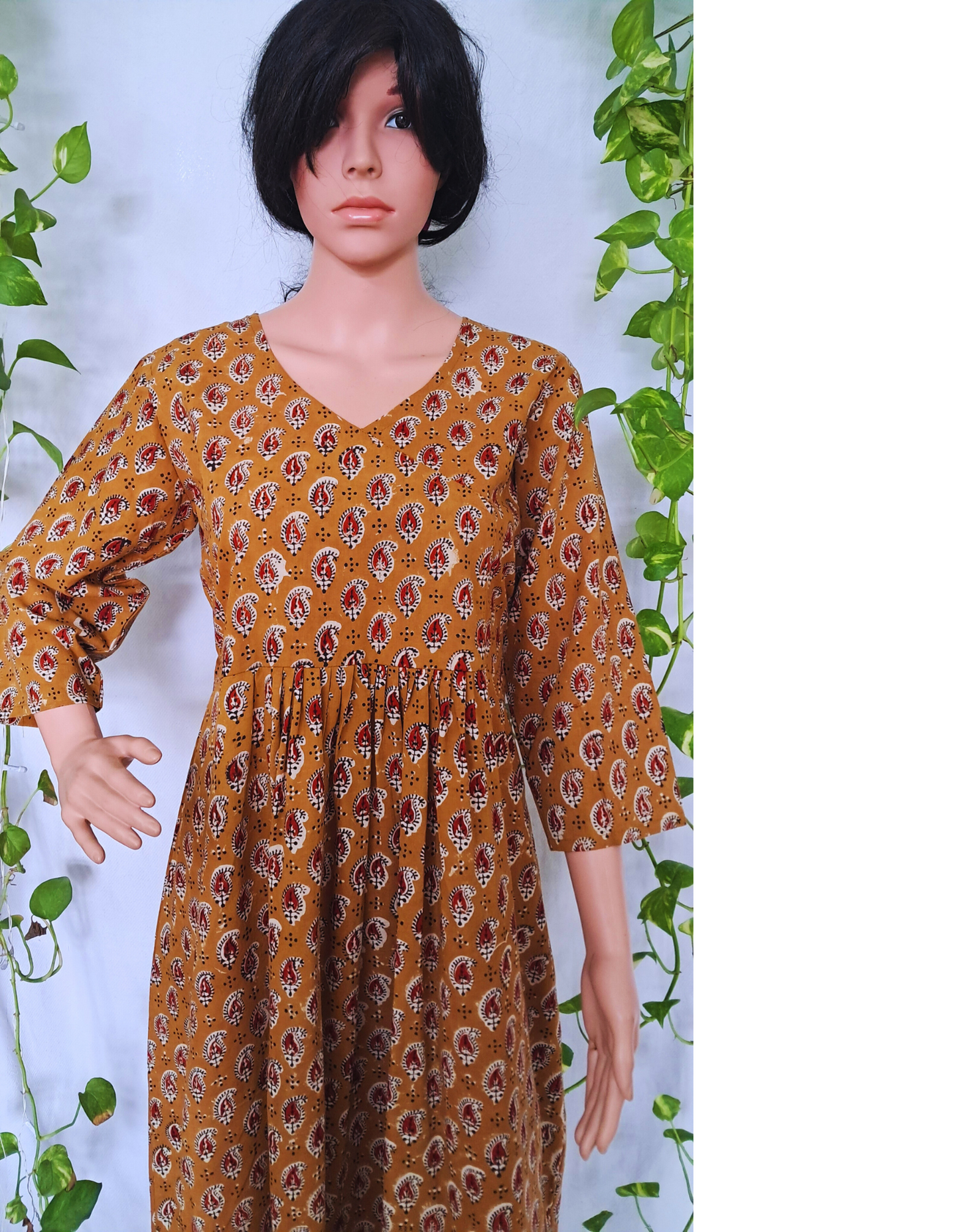 Yellow Block Print Kurta For Women