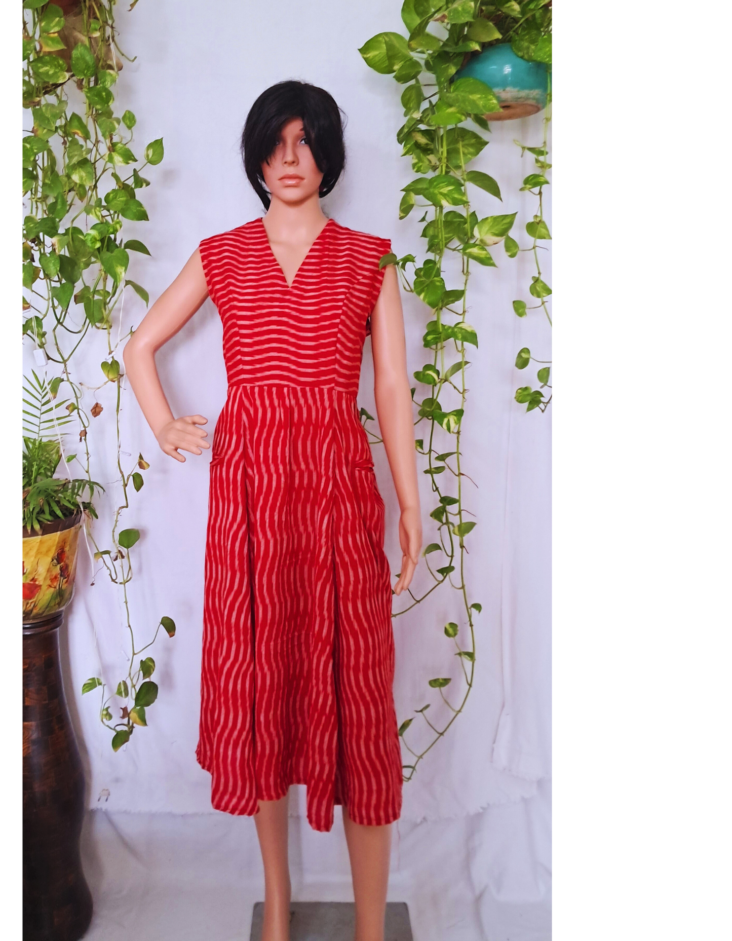 Red Ikat Dress For Women