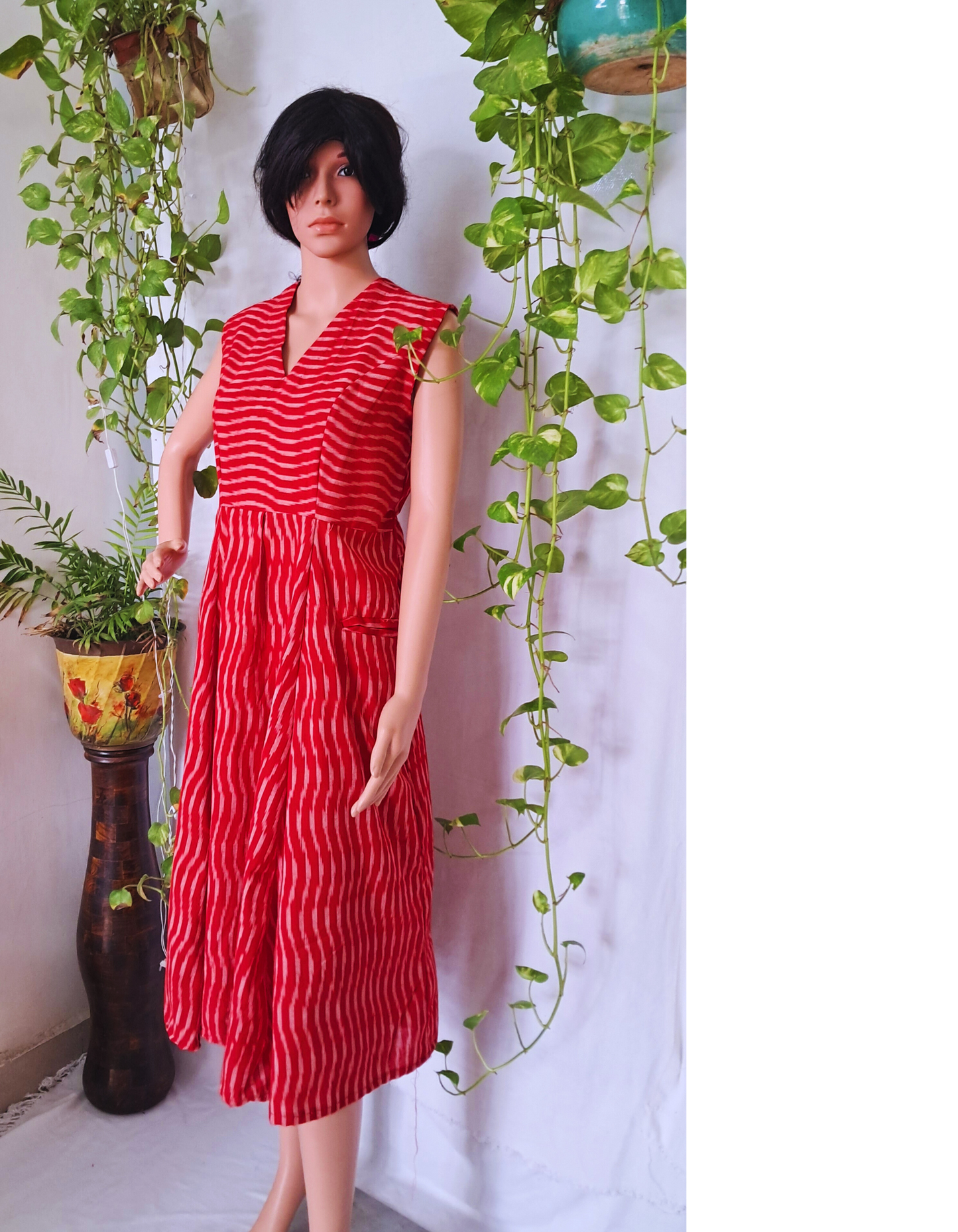 Red Ikat Dress For Women