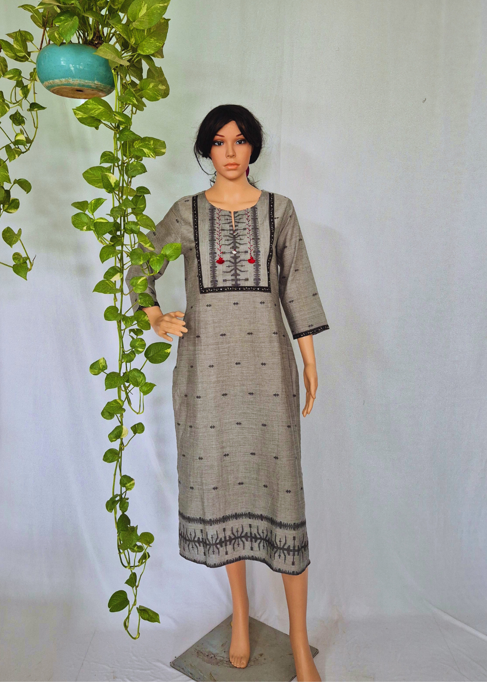 Handloom Grey Cotton Kurta