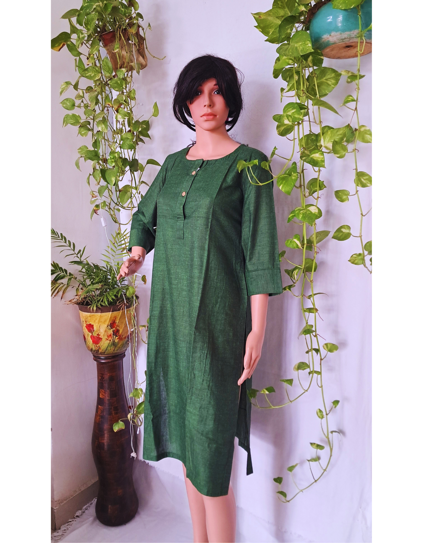 Green Khadi Cotton kurta
