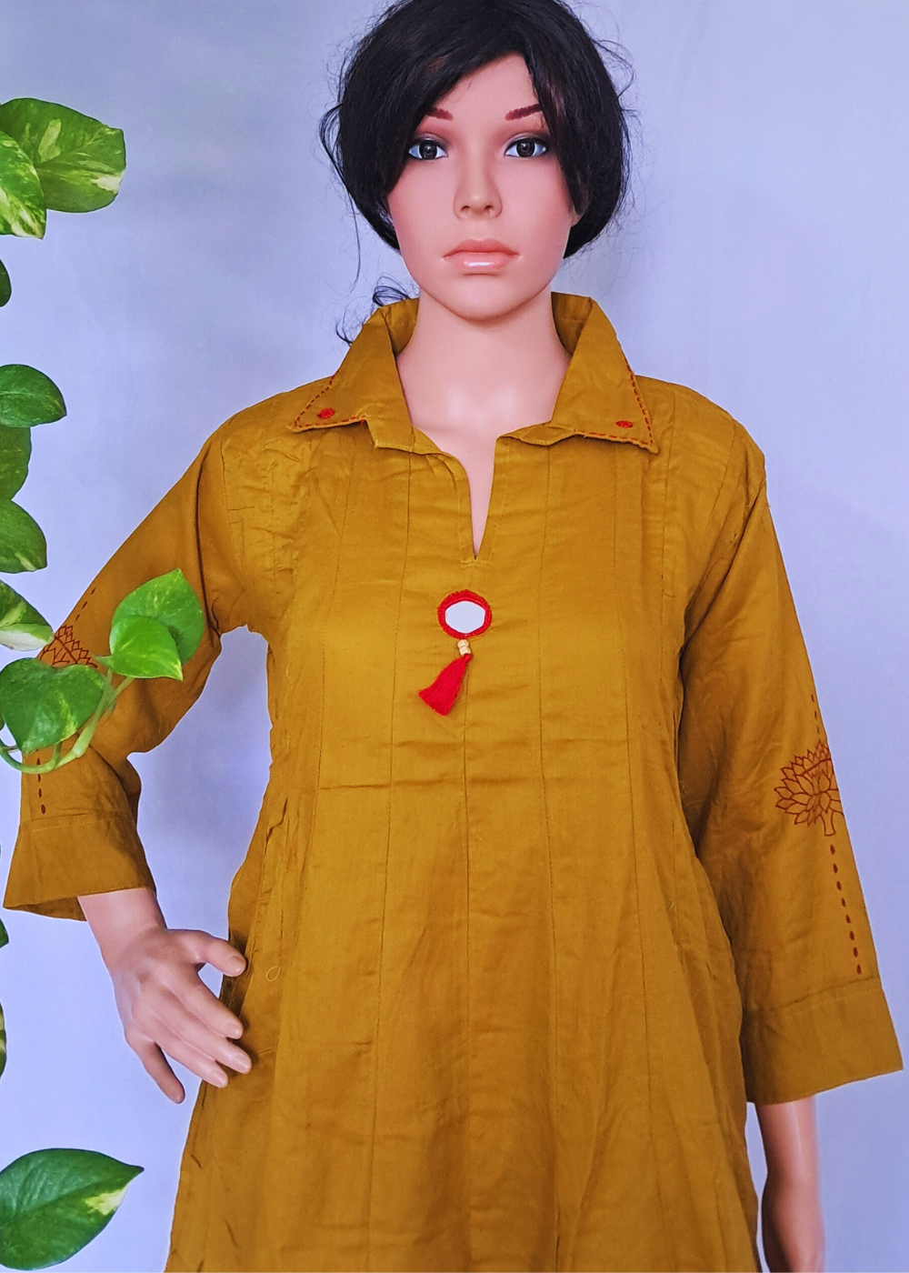 Mustard Muslin Flared Kurta Pant Sets