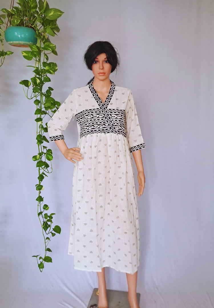 Offwhite Cotton Dress For Women