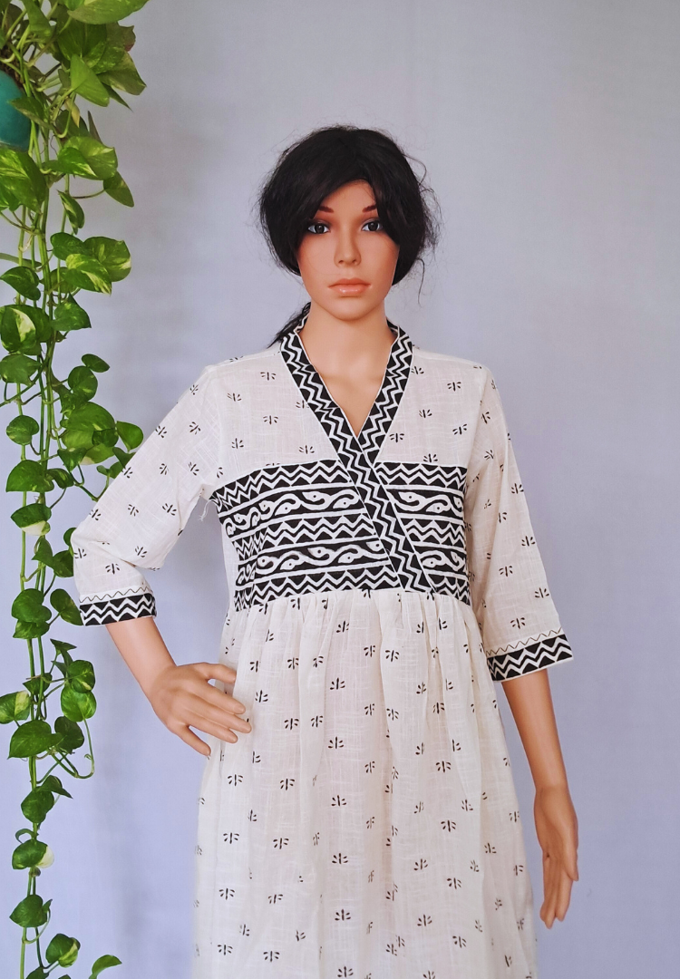 Offwhite Cotton Dress For Women