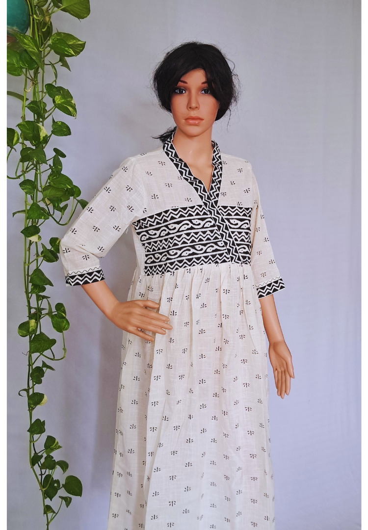 Offwhite Cotton Dress For Women