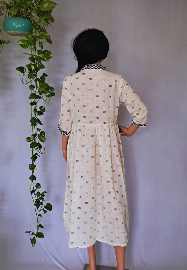 Offwhite Cotton Dress For Women