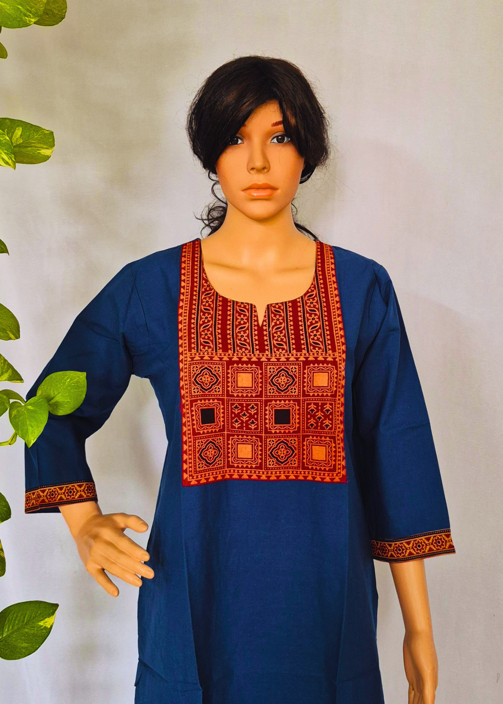 Ajrakh Ocean Blue Cotton Kurta
