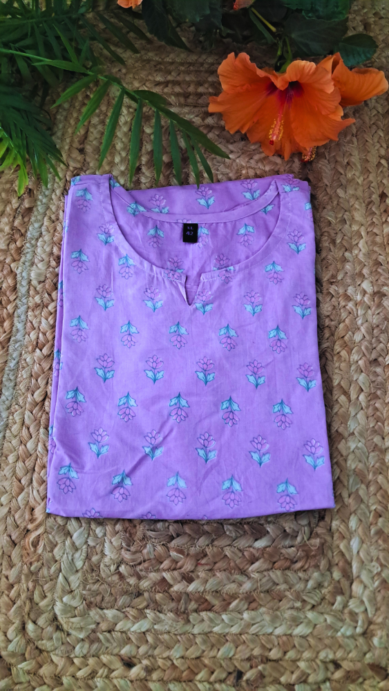 Purple Small Buti Short Kurti