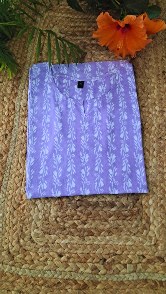 Purple Spiral Print Short Kurti