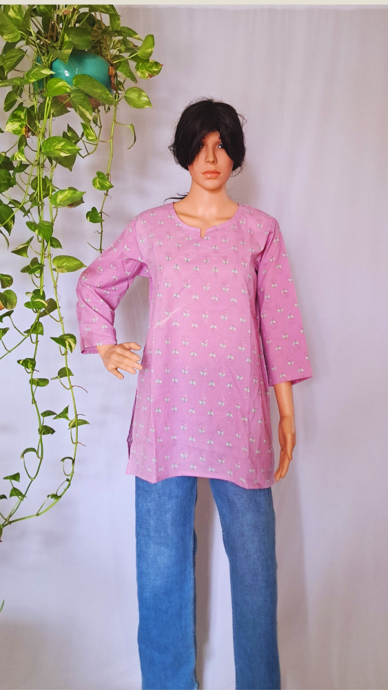 Purple Small Buti Short Kurti