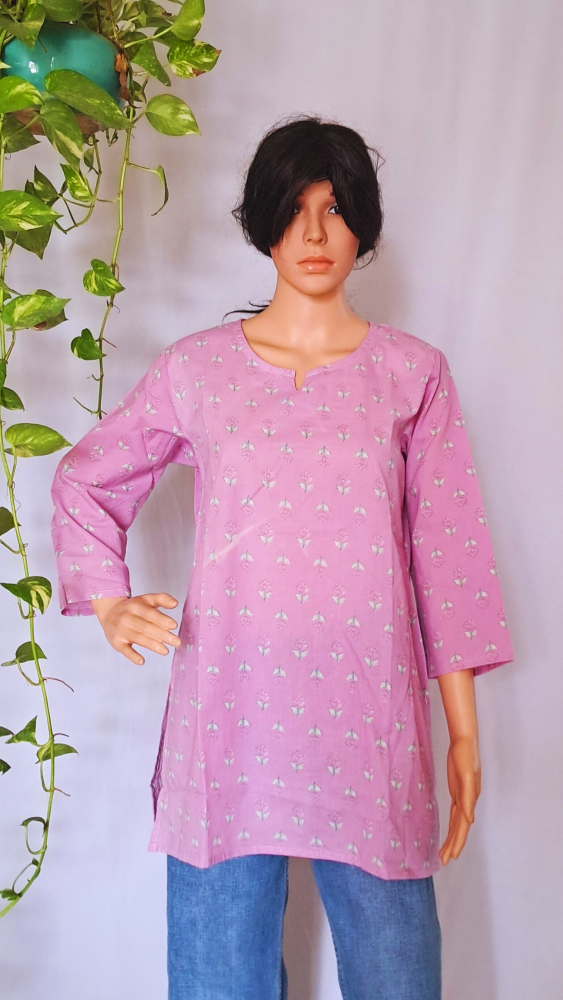 Purple Small Buti Short Kurti