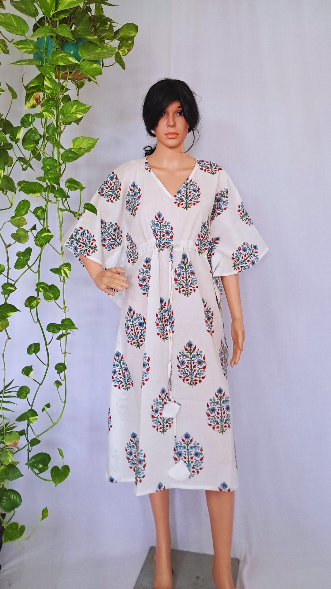Block Printed Kaftan Dress