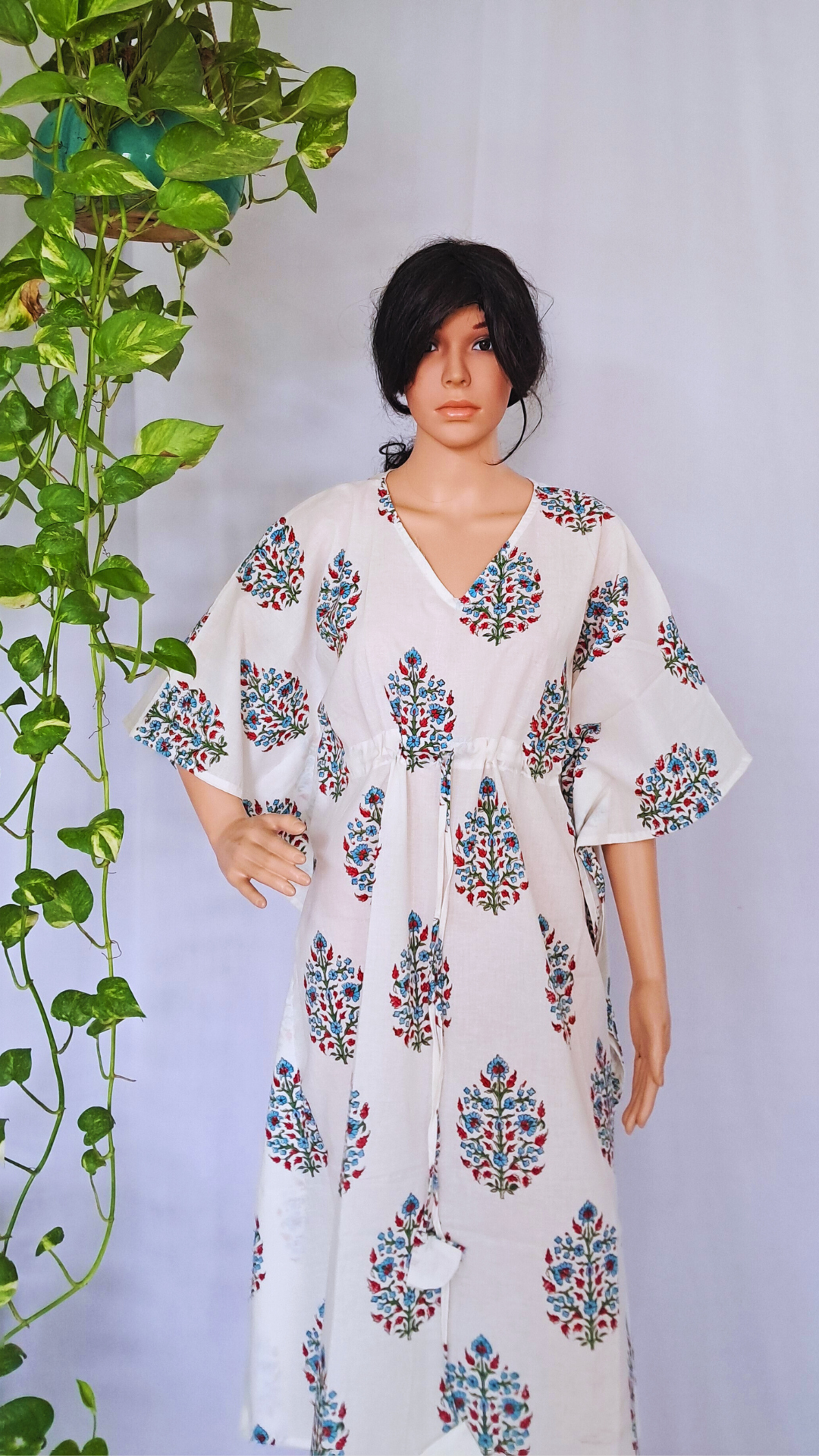 Block Printed Kaftan Dress