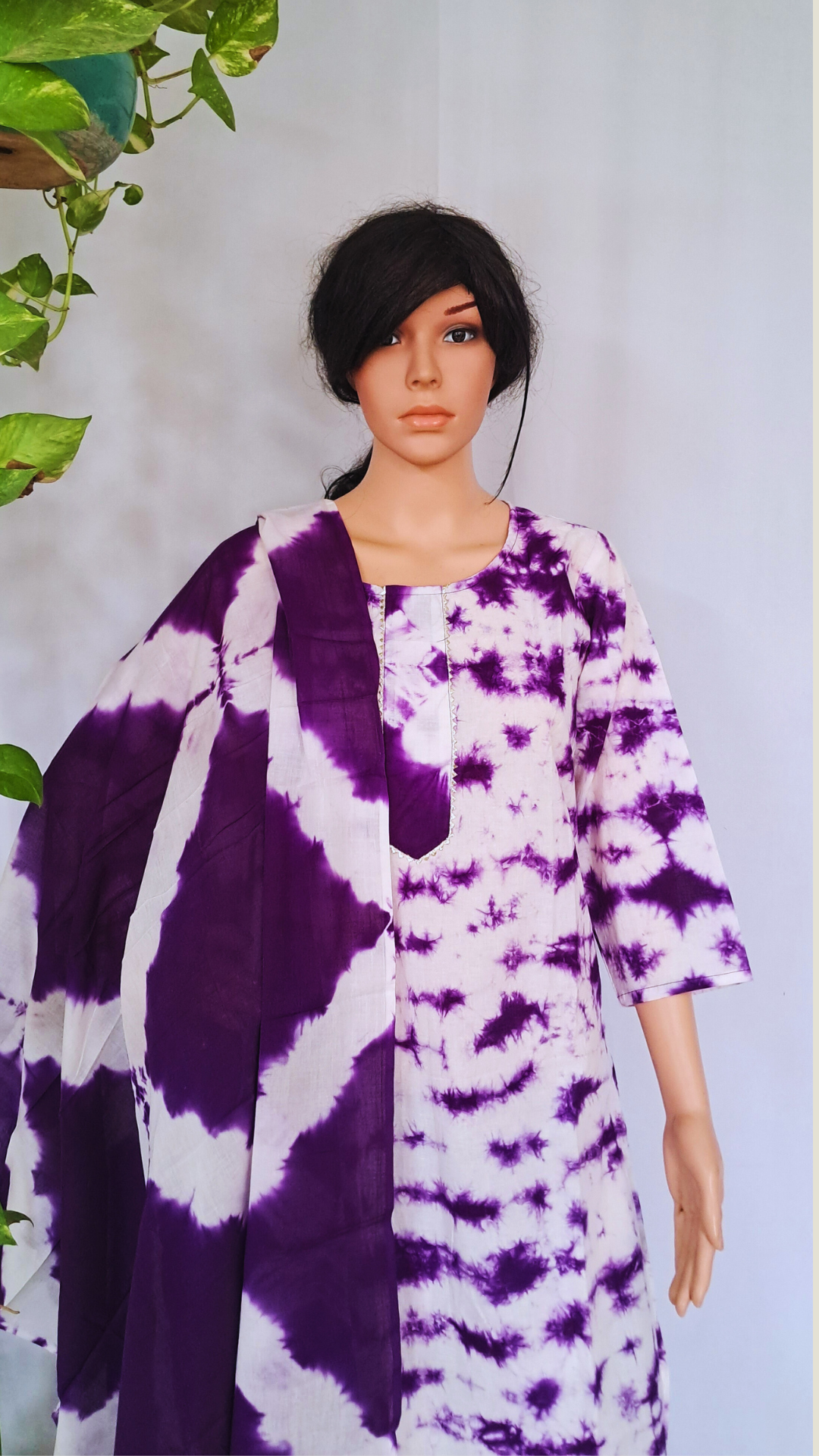 Violet Premium Cotton Kurta Pant & Dupatta Set