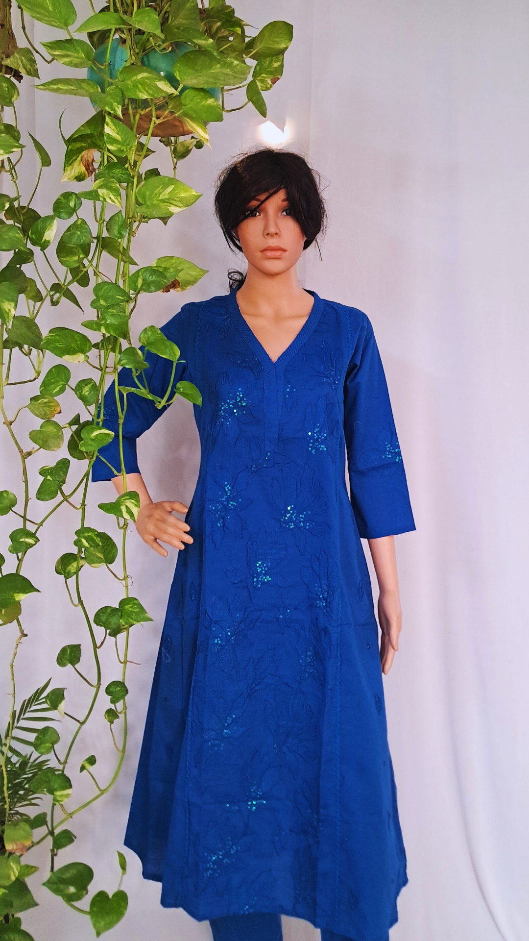 Tarquoise Cotton Kurta, Pants & Dupatta sets